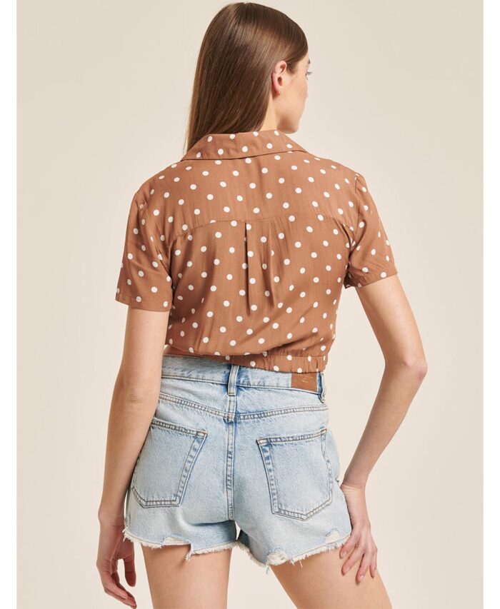 cropped top polka dots beige camelo camel tabacco 2021