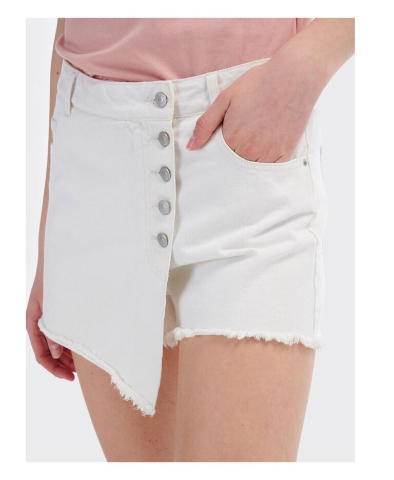 leuko white shorts italiko made in italy summer 2020 me kseftia kai fthores skafto ston kwlo kai tupou fousta sto kleisimo mprosta