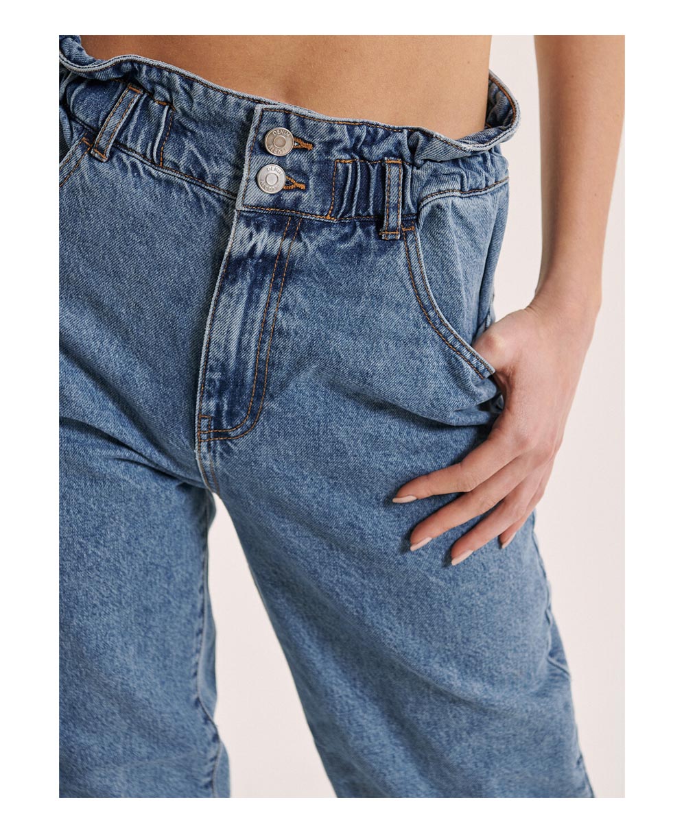blue jeans balloon fit elastic waist made in italy