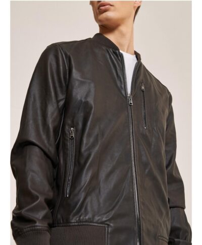 brown leather jacket tabacco made in italy