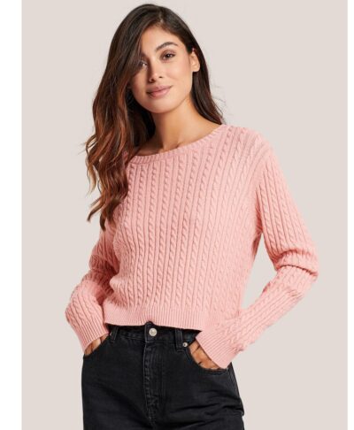 pink cropped knitwear pullover made in italy