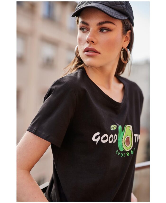 mauro black t-shirt good times avocado print cento fashion 2022