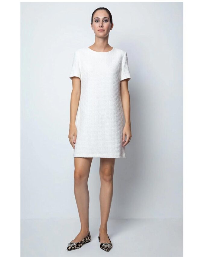 leuko white tweed mini dress fthinopwro xeimwnas 2022 - 2023 by desiree fashion