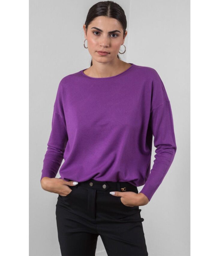 purple mwb nimatini plekti mplouza pullover cento fashion 2023