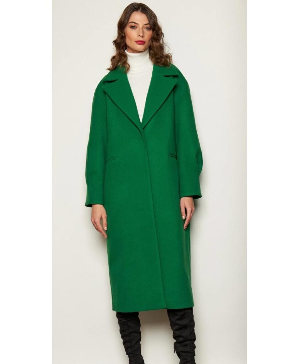 prasino green oversized palto ginekio desiree 2023 xeimwnas